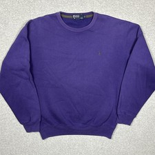 Vintage Polo Ralph Lauren Sweatshirt Size Small Purple Crewneck 90s Distress