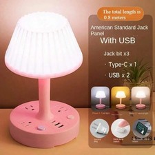 LED Desk Lamp w/ Power Strip USB Charging 3-Level Dimming Home Office