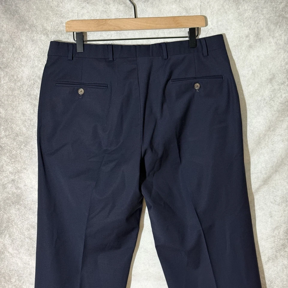 Pantalones de vestir Brooks Brothers Fitzgerald Fit azul marino 36x32 a medida frente plano Foto 4 de 4