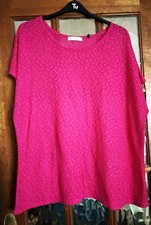VGC Ladies ANTHOLOGY Bright CARNATION FUCHSIA PINK & LEOPARD Print LACE Top 28