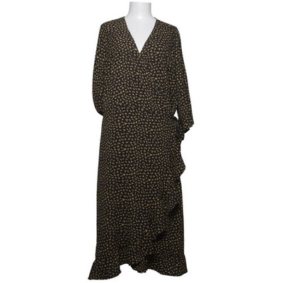ONLY Carmakoma, Wickelkleid, Größe: 46, Schwarz/Gelb, Blumen, Damen #aKm