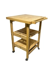 Vintage Oasis Island Folding Wooden Bar Cart Table on Casters