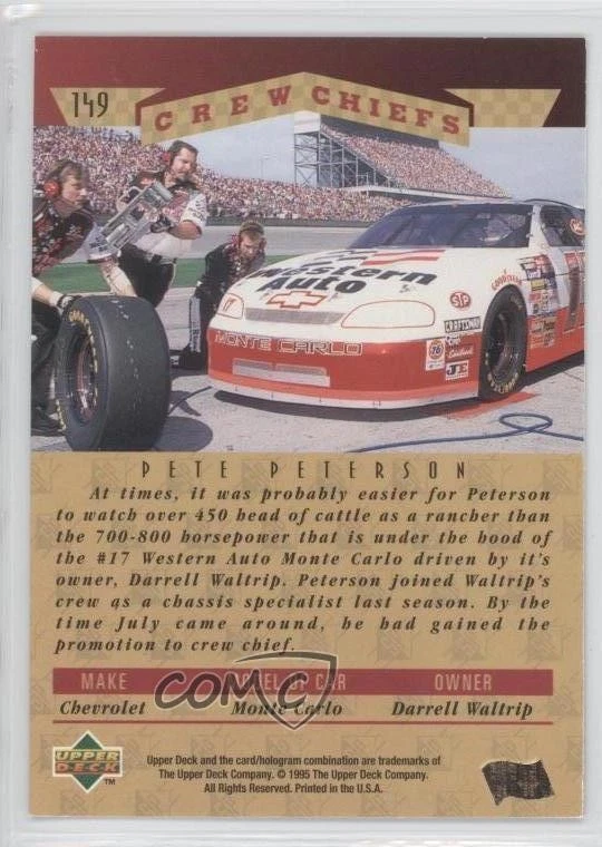 1995 SP Crew Chiefs Pete Peterson #149 Rookie RC - Image 2 of 2