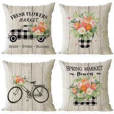 Spring Throw Pillow Covers 18x18 Set of 4 Floral Pillow Covers Spring Summer ...