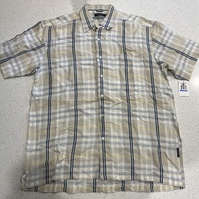NWT Nautica Men's XL Sandy Bar Classic-Fit Plaid Linen Blend Camp Shirt