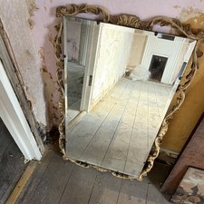 Ornate Gold Framed Rectangular Wall Mirror, Wall Mounted Decorative Mirror