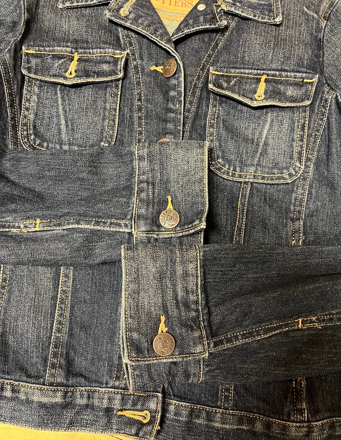 Sutters 1848 Jackie Copper Riveted Med Blue Wash Denim Jean Jacket medium 