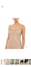 NWT Mac Duggal Beaded Spaghetti Strap Column Gown Nude Size 4