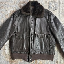 Vintage US Navy G-1 Leather Flying Bomber Jacket Size 40 Military 60s 70s Brown