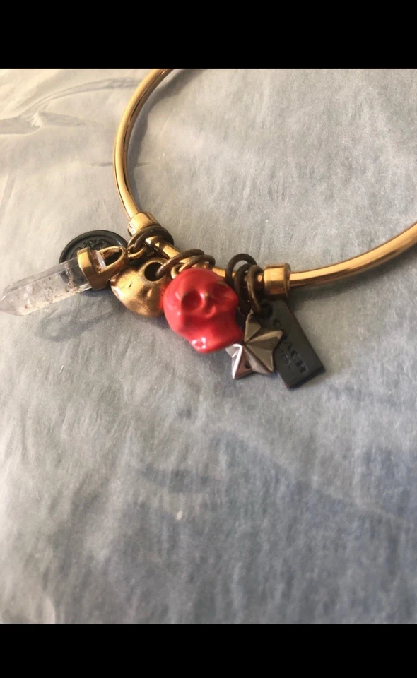 Brazalete COACH Coral Calavera Pulsera Pluma Cristal Estrella Corazón Dijes RARO Foto 2 de 4