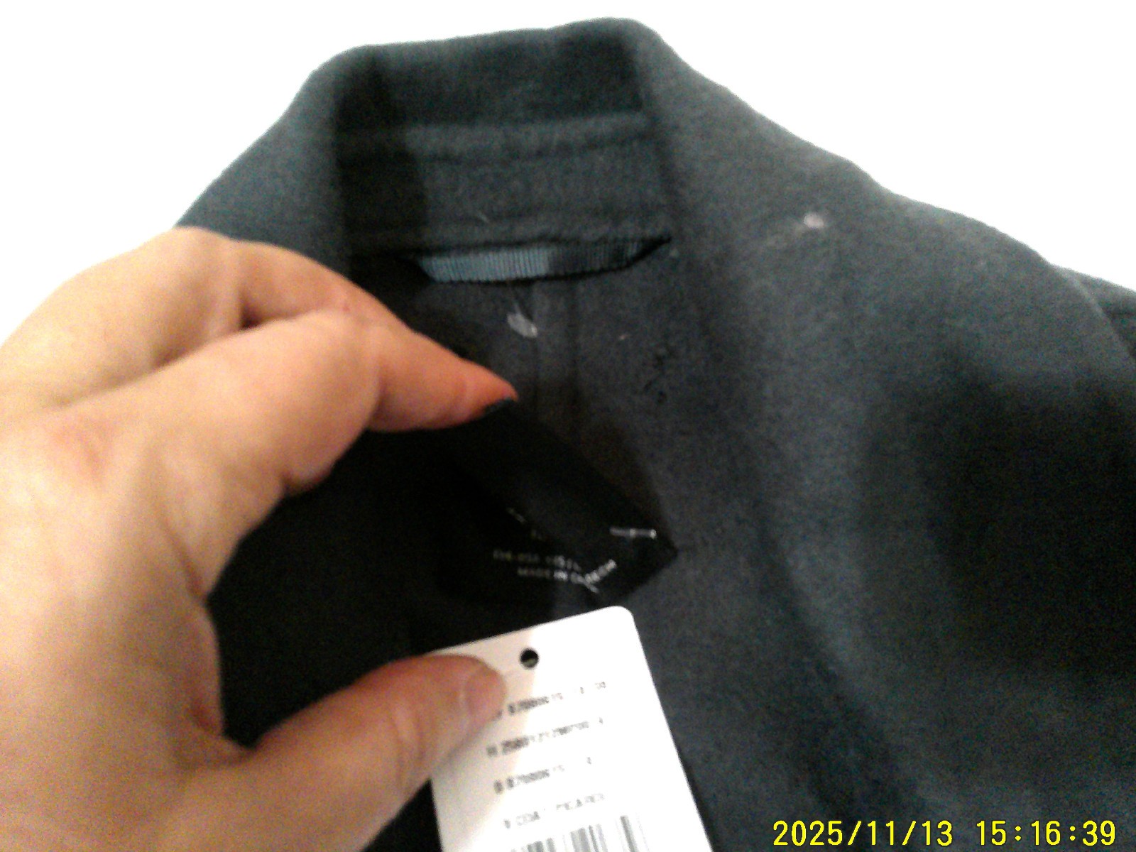 New NWT Womens XXS Mango MNG Handmade Wool Coat Belt Dark Teal Blue Picarol image 4