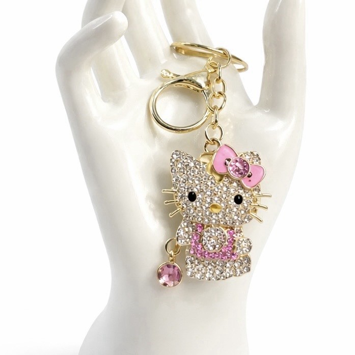 Pink Hello Kitty Rhinestone Keychain Charm