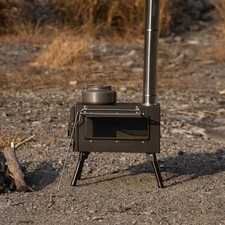 Naturnest Portable Wood Stove Camping Hot Tent BBQ Stove with Chimney Pipes