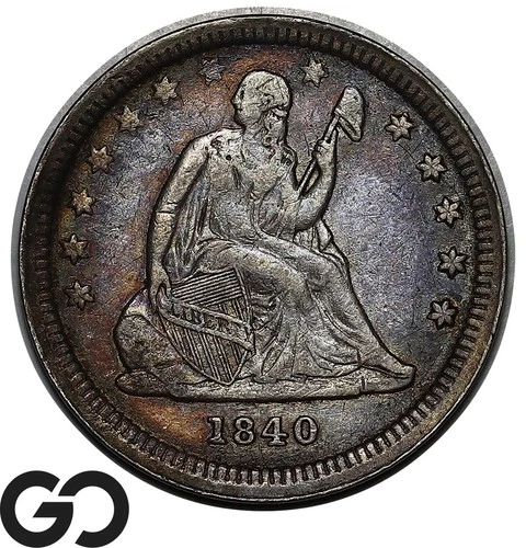 1840-O Seated Liberty Quarter, Choice XF++ Toner Better Date New Orleans!