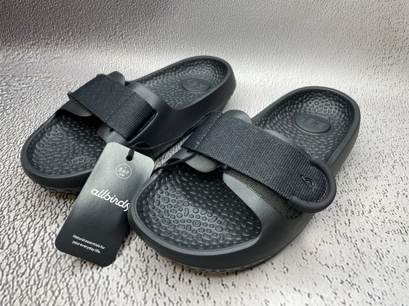 Allbirds Unisex Sugar Slide Sandals Black Eco Friendly Size W 8 M 6