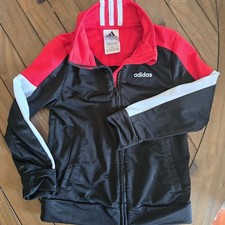 Adidas Athletic Boys Front Zipper Track Jacket Black/Red Size 5T EUC Cute 