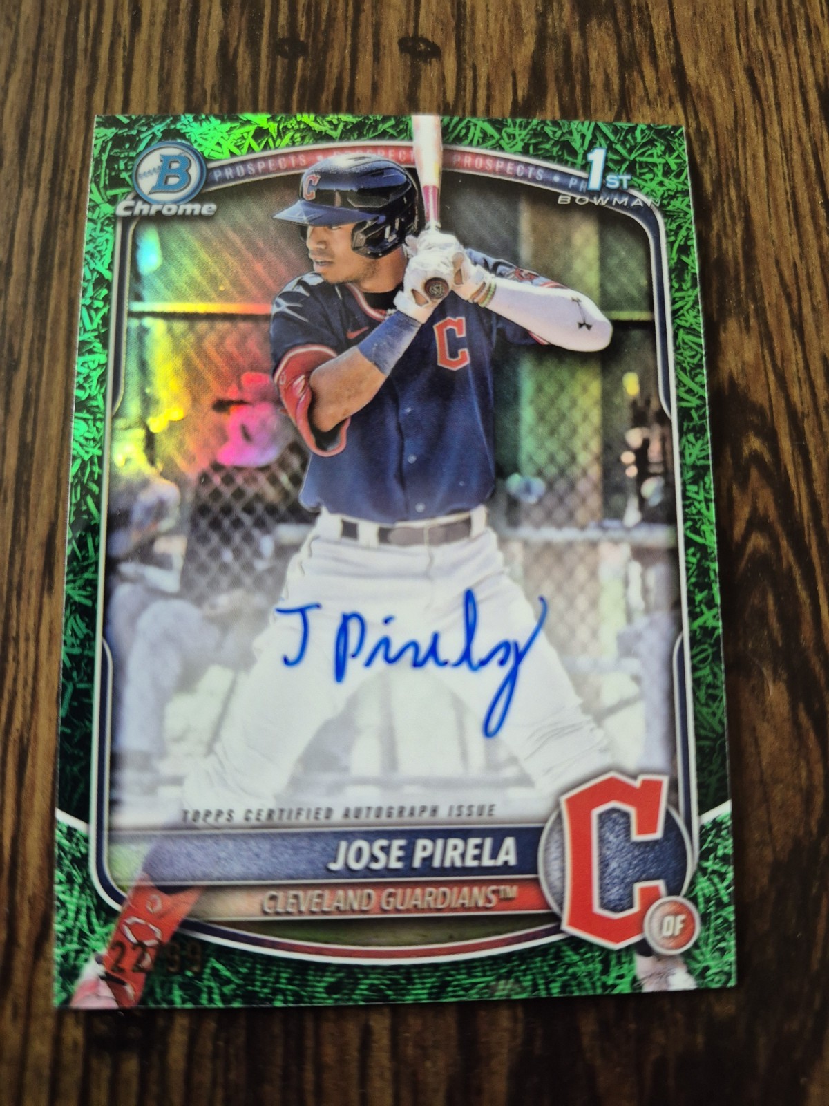 2025 Bowman - Chrome Prospect Autographs Jose Pirela #CPA-JP Green Grass. 22/99