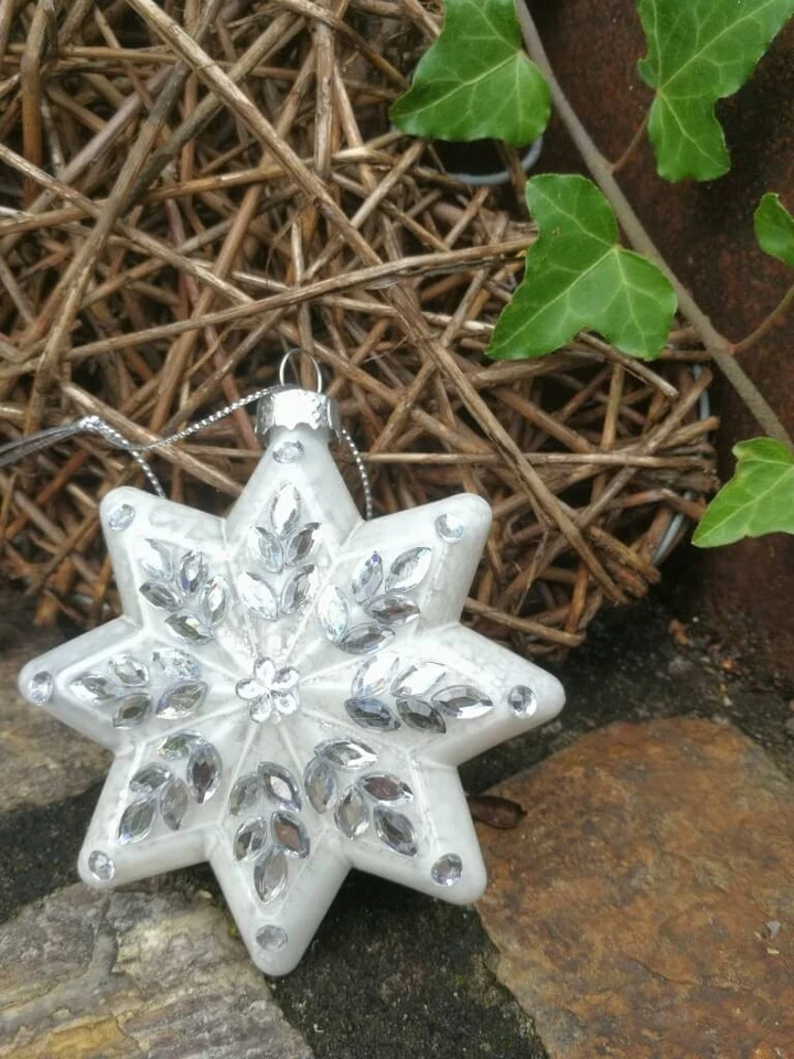 Pallina per albero di Natale stella Glitta argento con decorazione strass com... - Immagine 4 di 4