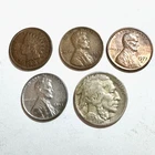 Mixed U.S. Coins - Indian, Lincoln, Steel, Wheat & Buffalo Nickel