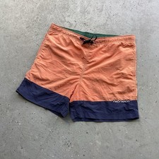 Vintage 90s Tommy Hilfiger Orange Salmon Navy Swim Trunks Board Shorts Size L
