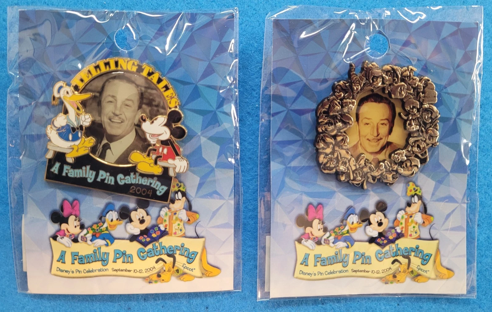 2 Pins Featuring Walt Disney from the Family Pin Celebration in 2004