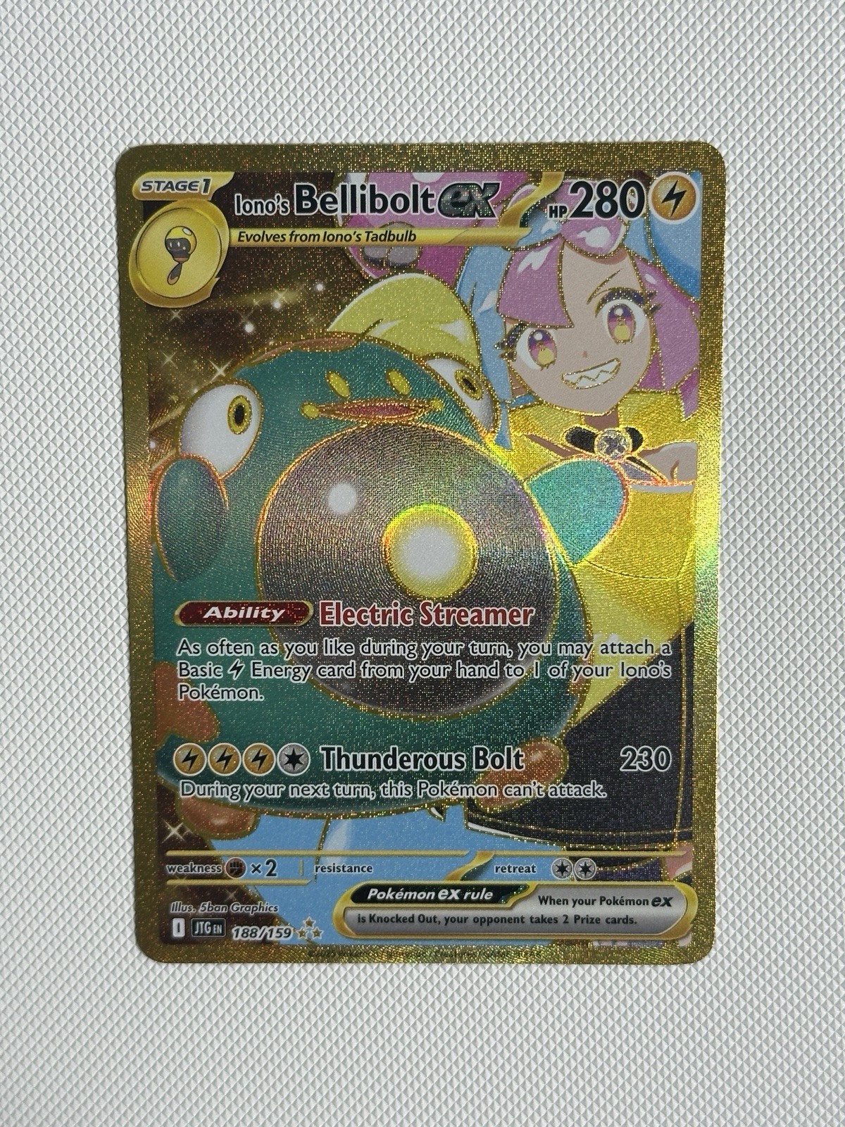 Pokemon Iono's Bellibolt ex (Full Art) 188/159 Sv09: Journey Together Gold Holo