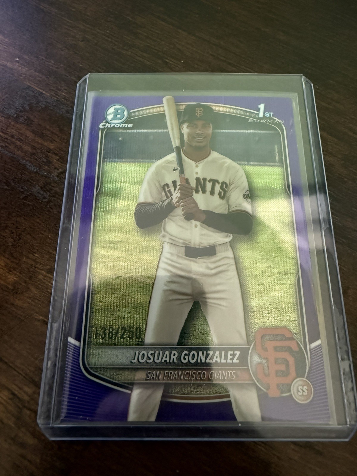 JOSUAR GONZALEZ 2025 1st Bowman Chrome TRUE Purple Refractor /250 Giants