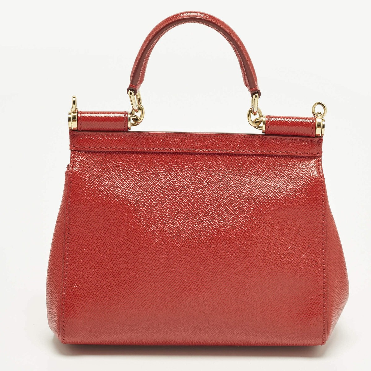 Dolce Gabbana Miss Sicily Small Red Leather Top Handle Bag | eBay