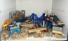 Huge 100 Piece Wooden Railway Lot Trains Track Bridges Accessories Mixed Lot