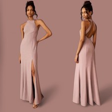 BHLDN X ANTHROPOLOGIE Serephina Crepe Maxi Dress Lilac Open Back Size:10 $220 