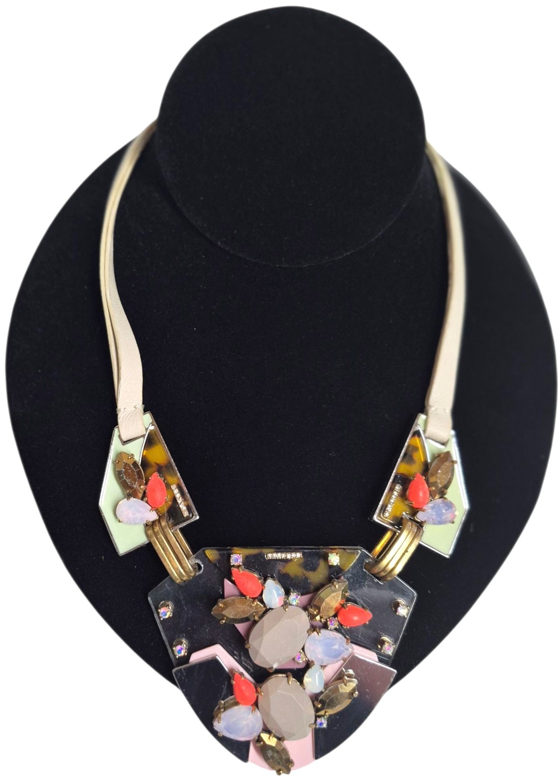 J.Crew Techtonic Statement Necklace Tortoise Grey… - image 7
