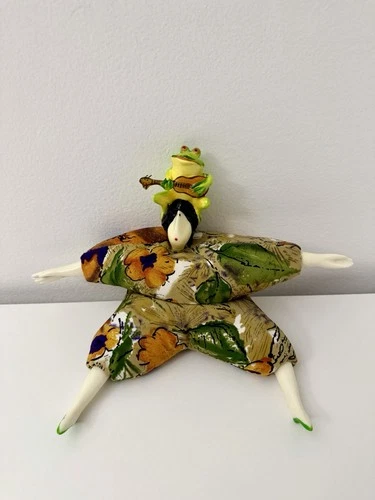 Vintage Poupee Millet Artist Art Doll  Frog Playing Guitar on Head Serge Signed