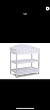 Delta Children Infant Changing Table with Pad Wood 2 Shelves Safety Rails White