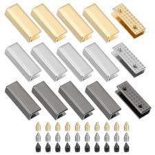 15pcs Belt Buckle End Tips with Screws, 0.28" Light Gold,Chrome,Black Belt Tip