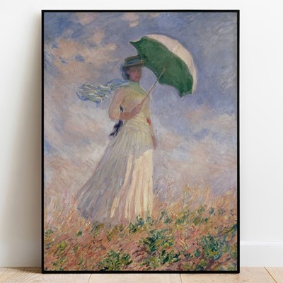Kunst Poster Monet Frau mit Sonnenschirm Fine Art Print Wandbild Vintage Famous Art