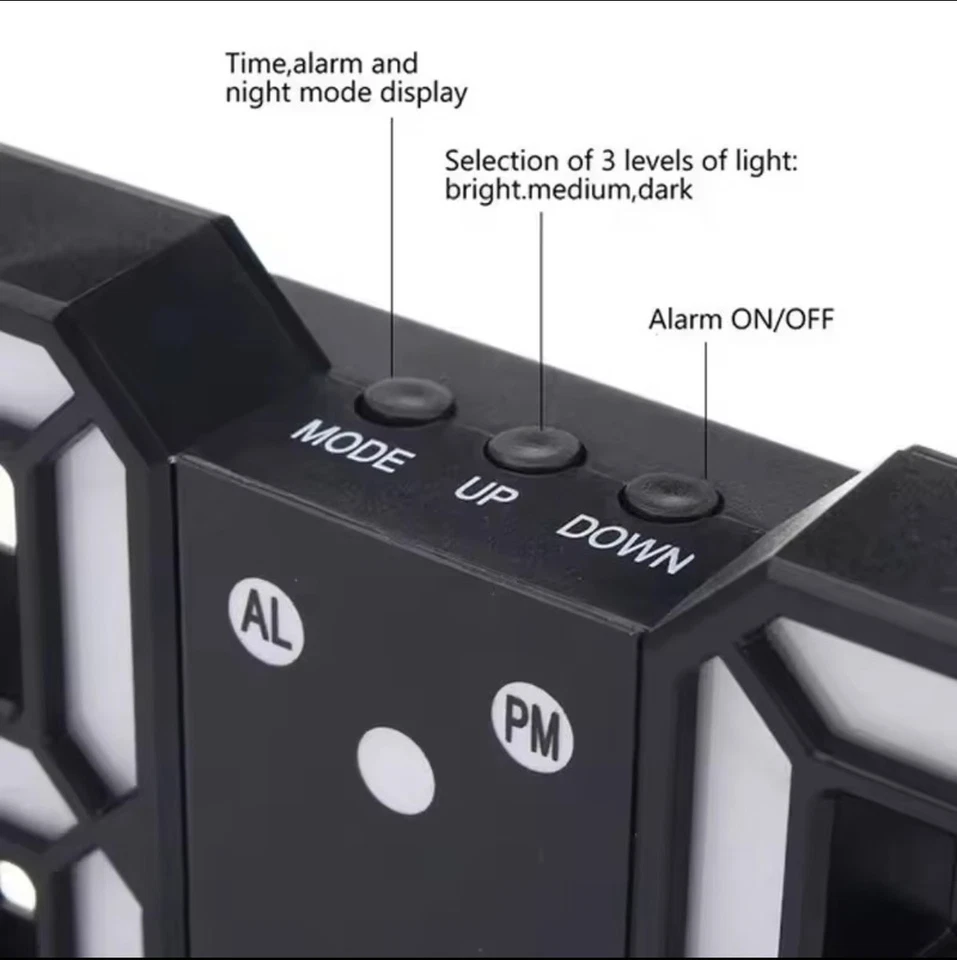 3D LED Digital Clock Wall Decoration Glow Night ModeDecoration for Bedroom... - Bild 4 von 4