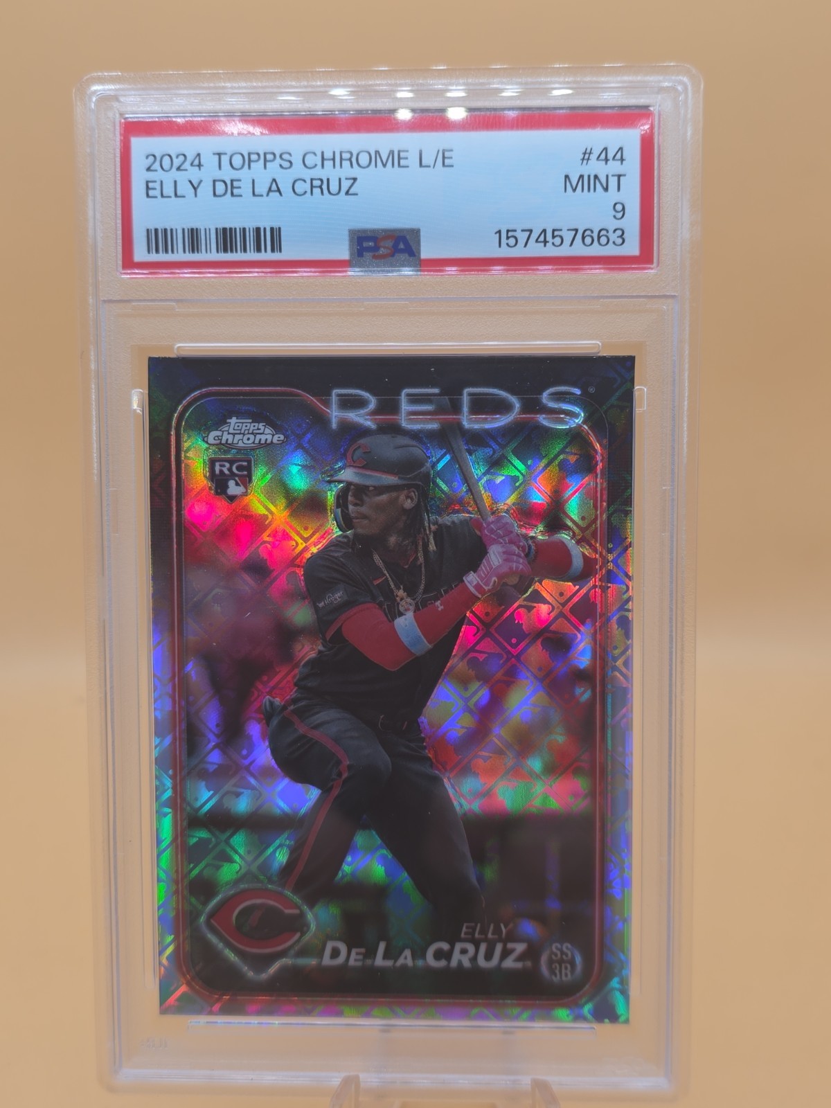 PSA 9 2024 Topps Chrome L/E #44 Elly De La Cruz RC Reds