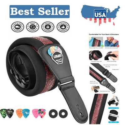 Fashionable Wide Bass Guitar Strap - Adjustable Comfort & Safety Locks Included