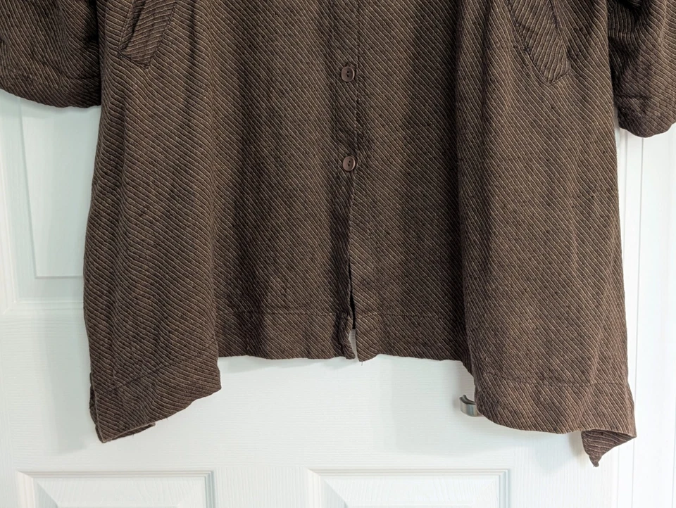 Flax 100% Linen Duster Cardigan Womens Medium Lagenlook Boho Hippie Woodstock - Image 4 of 4