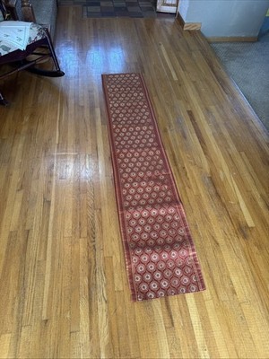 Unique Brocade  Rust/burgundy/Gold Sunburst Medallion Table Runner 72''×14.5''