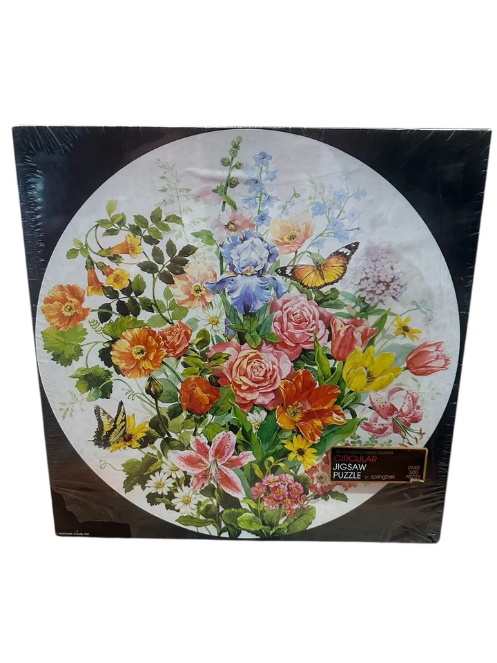 Rompecabezas circular Springbok vintage 500 piezas 1979 mariposas florales Foto 2 de 4