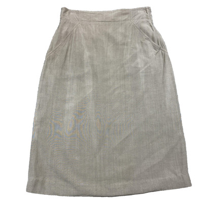MaxMara Skirt Womens 12 Beige Silk High Waisted Midi Straight Italy Russek's