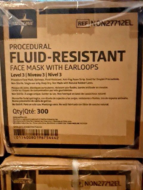 Procedural ASTM Level 3 Procedural Fluid-Resistant Face Mask w/Earlo 1800 total
