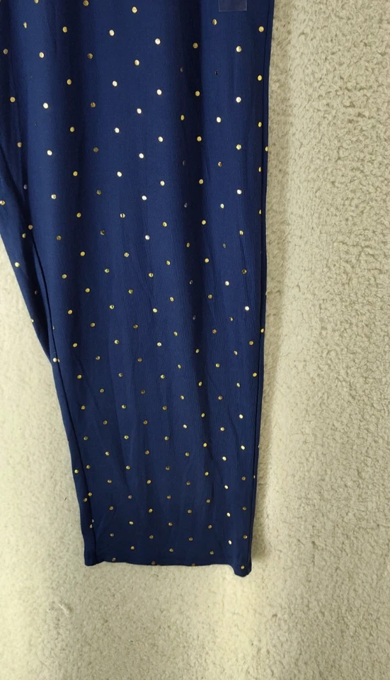 Pijama Charter Club Mujer Pantalones Extra Grandes Azul Dorado Lunares Poli Cordón Foto 4 de 4