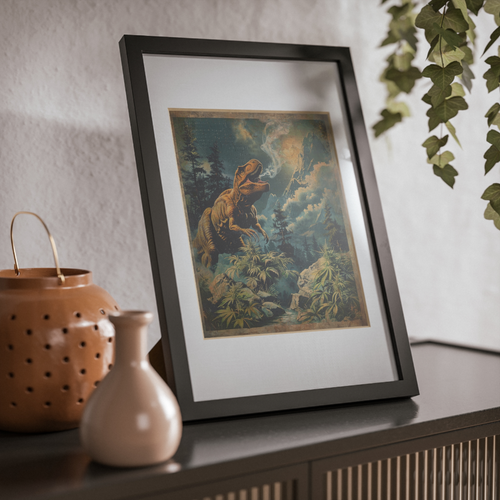 Vintage CANNABIS DINOSAUR 420 Wall Art, Jurassic Marijuana Pothead Dino Decor - Picture 5 of 21