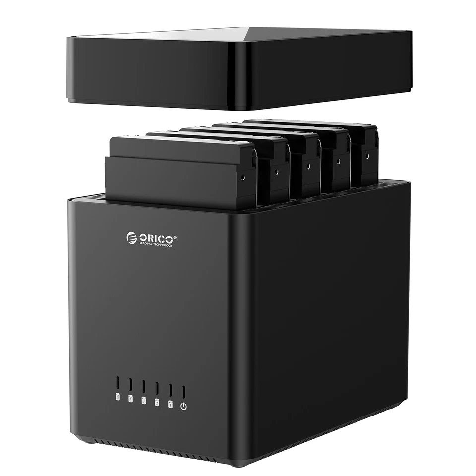 ORICO USB3.0/Type C 5Bay 3.5" SATA Hard Drive Enclosure HDD Dock Station Up - Image 2 of 4