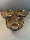 Set of 3 Vintage Anchor Hocking Amber Glass 6oz Custard Cups Ramekins 1034 USA
