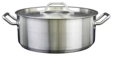 20 Qt Stainless Steel Brazier w/ Lid - Commercial Braising Pan, Heavy-Duty