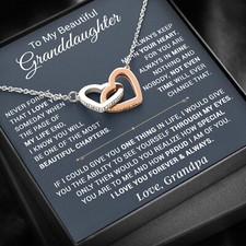 To My Granddaughter Necklace, Xmas Birthday Gift For Granddaughter From Grandpa