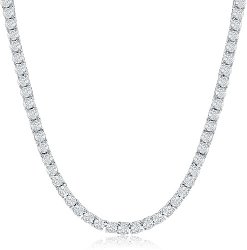 5mm Diamond Single Row Tennis Chain In White Gold Finish - Picture 4 of 4